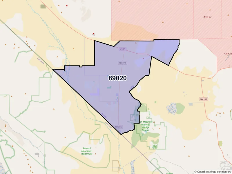 Map of ZIP Code 89020 — Amargosa Valley, NV