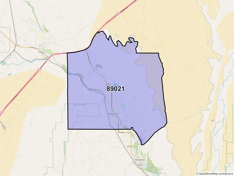 Map of Logandale, Nevada and ZIP codes