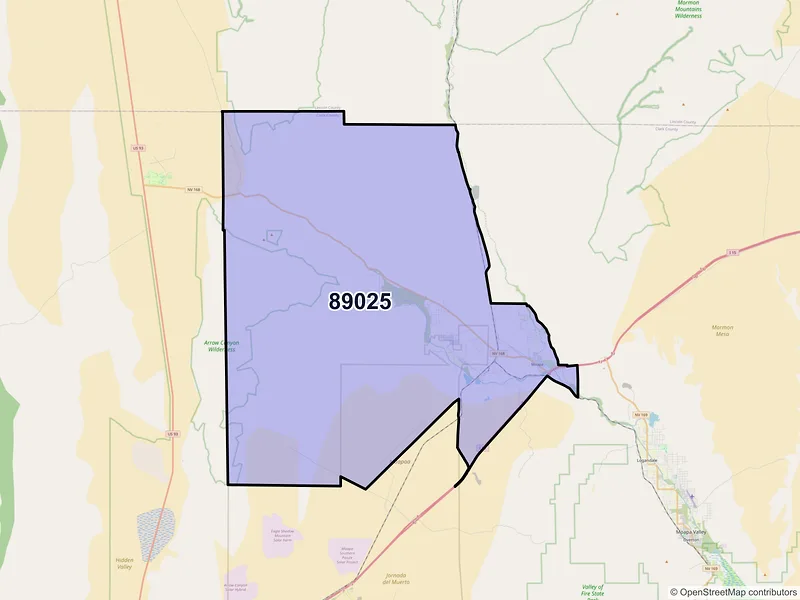 Map of Moapa, Nevada and ZIP codes