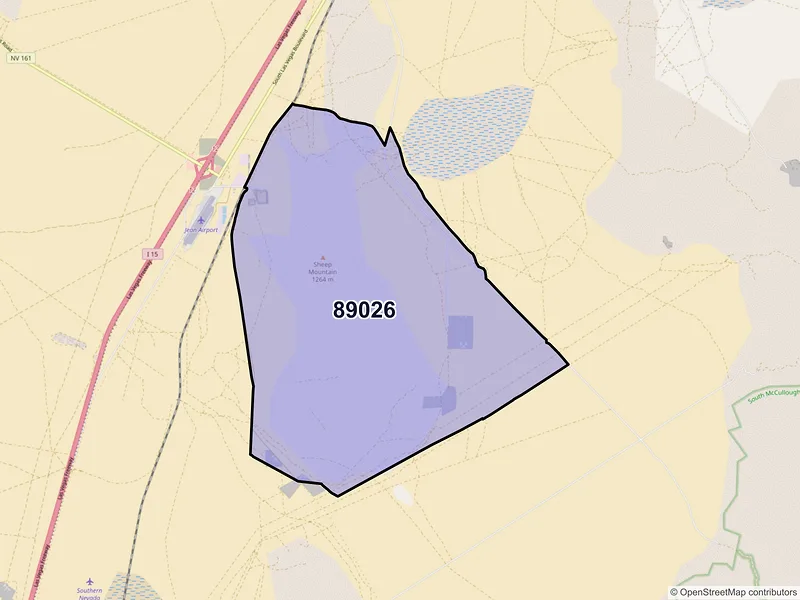 Map of ZIP Code 89026 — Jean, NV
