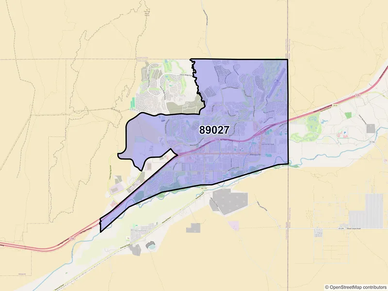 Map of ZIP Code 89027 — Mesquite, NV
