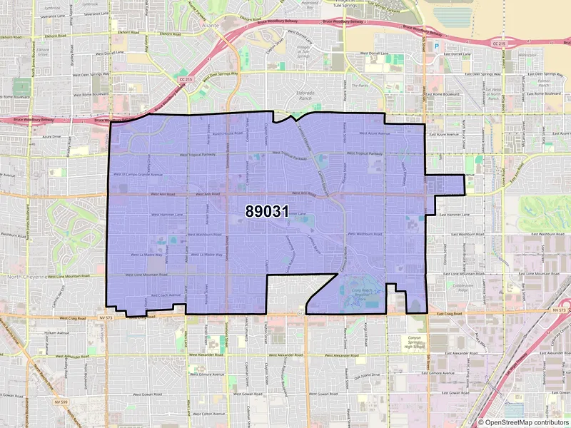 Map of ZIP Code 89031 — North Las Vegas, NV