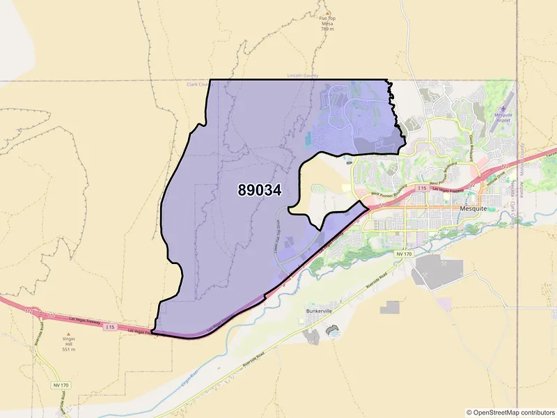 Map of ZIP Code 89034 — Mesquite, NV