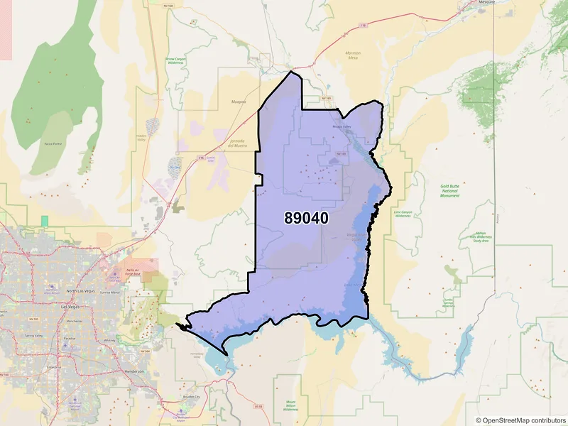 Map of ZIP Code 89040 — Overton, NV