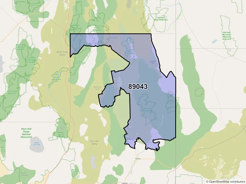 Map of ZIP Code 89043 — Pioche, NV