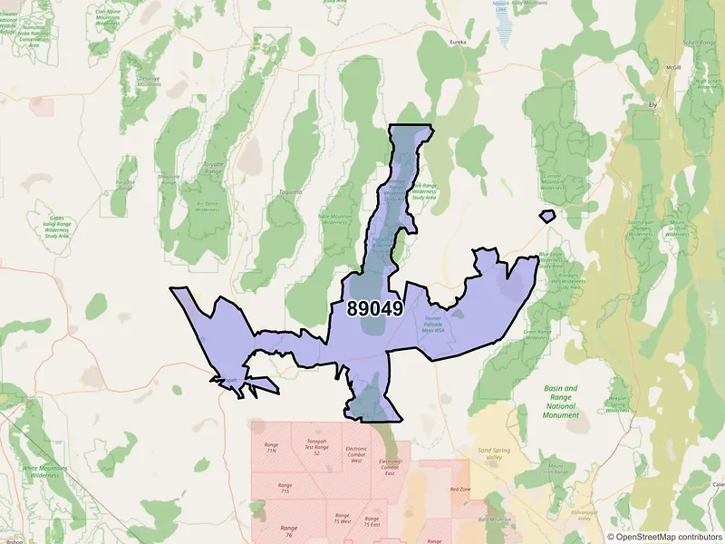 Map of ZIP Code 89049 — Tonopah, NV