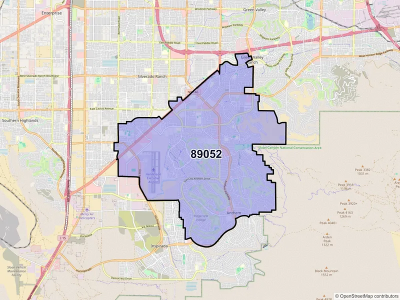 Map of ZIP Code 89052 — Henderson, NV