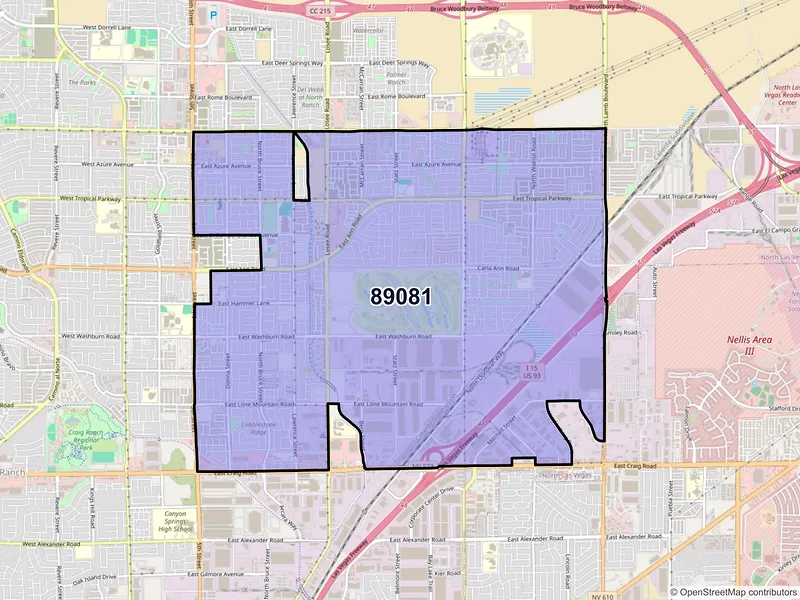 Map of ZIP Code 89081 — North Las Vegas, NV