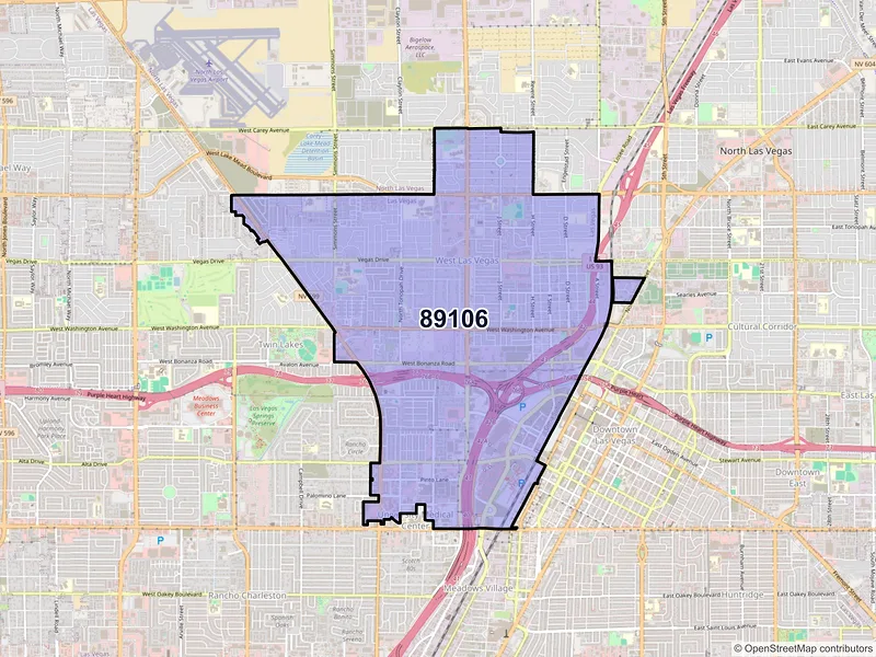 Map of ZIP Code 89106 — Las Vegas, NV
