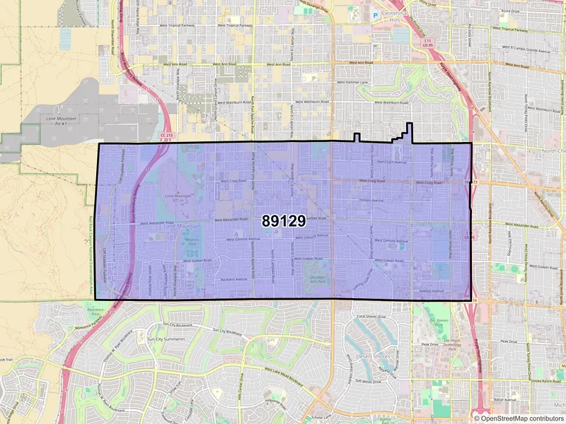 Map of ZIP Code 89129 — Las Vegas, NV