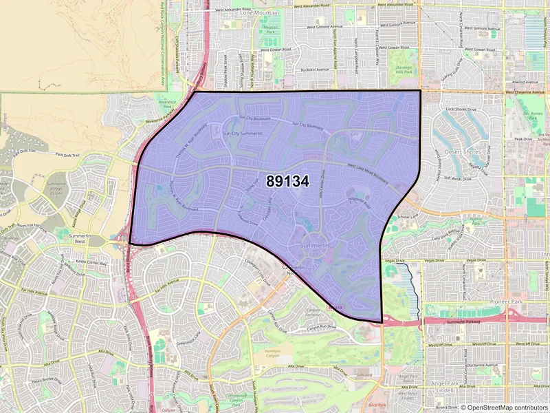Map of ZIP Code 89134 — Las Vegas, NV