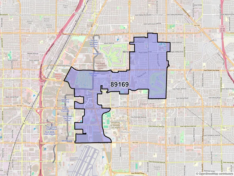 Map of ZIP Code 89169 — Las Vegas, NV