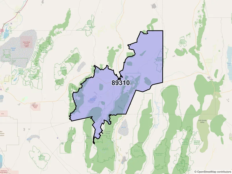 Map of ZIP Code 89310 — Austin, NV