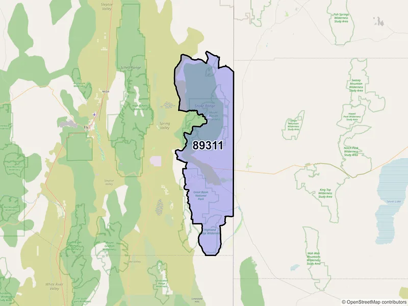 Map of ZIP Code 89311 — Baker, NV