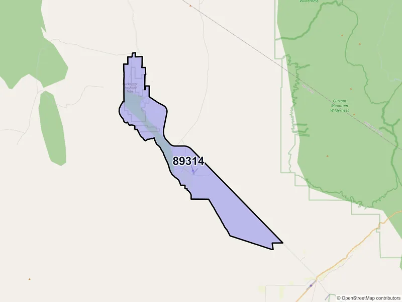 Map of ZIP Code 89314 — Duckwater, NV