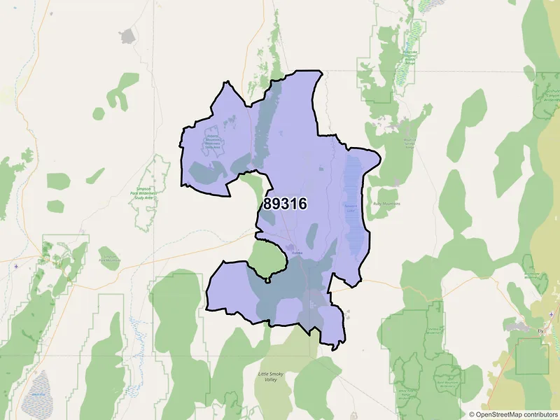 Map of ZIP Code 89316 — Eureka, NV