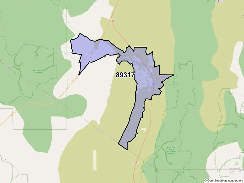 Map of Lund, Nevada and ZIP codes