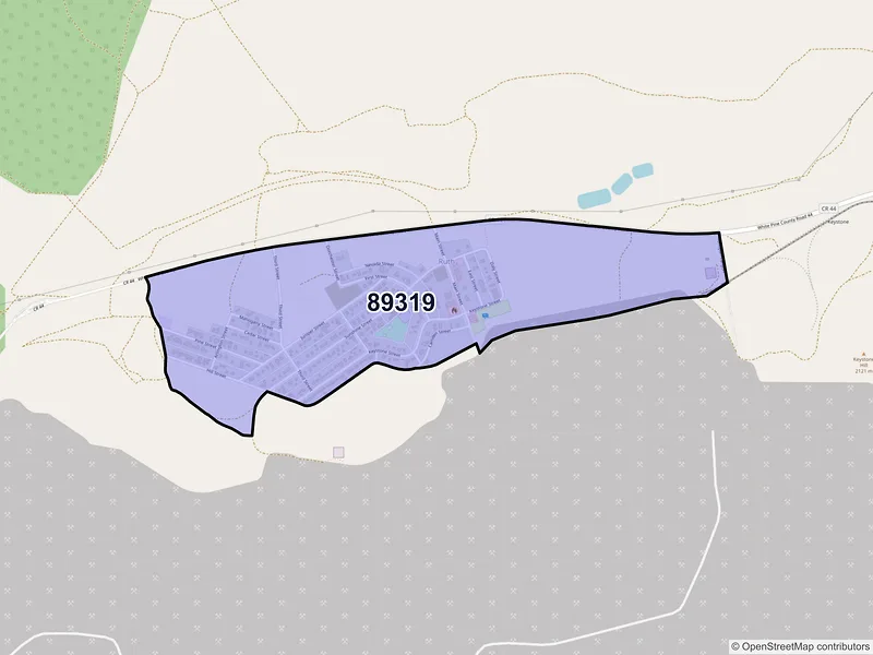 Map of Ruth, Nevada and ZIP codes