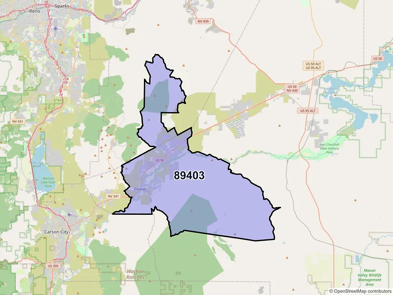 Map of ZIP Code 89403 — Dayton, NV