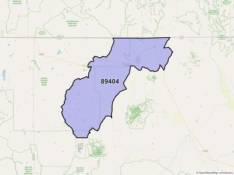 Map of Denio, Nevada and ZIP codes