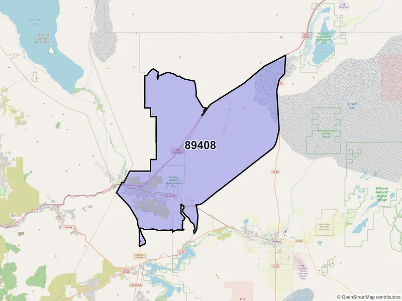 Map of ZIP Code 89408 — Fernley, NV