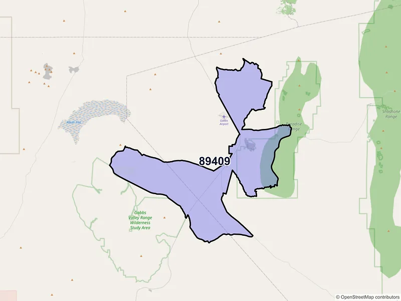 Map of Gabbs, Nevada and ZIP codes