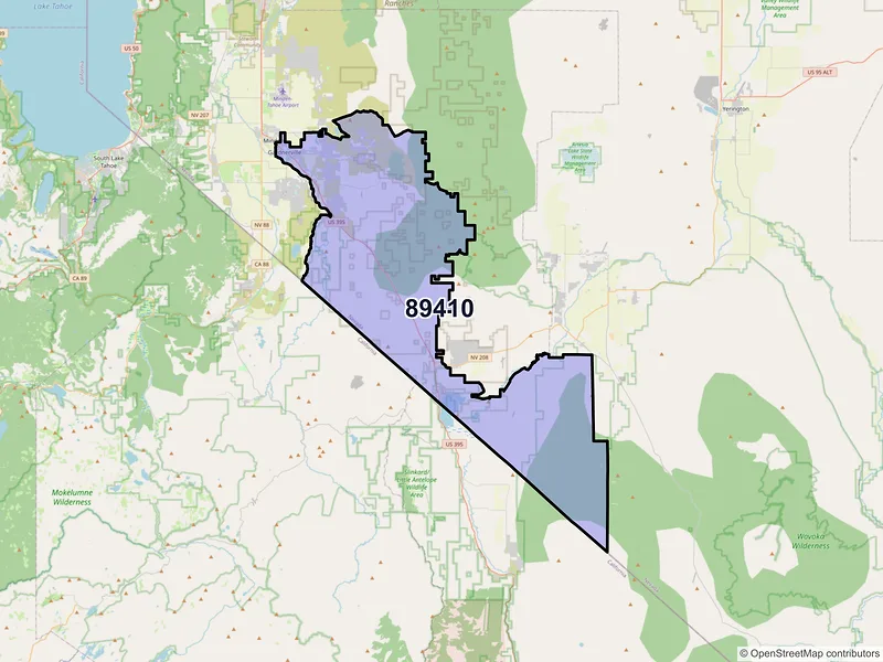 Map of ZIP Code 89410 — Gardnerville, NV