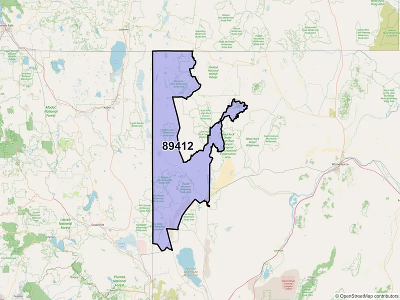 Map of Gerlach, Nevada and ZIP codes