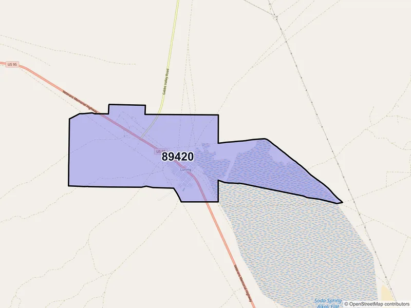 Map of ZIP Code 89420 — Luning, NV