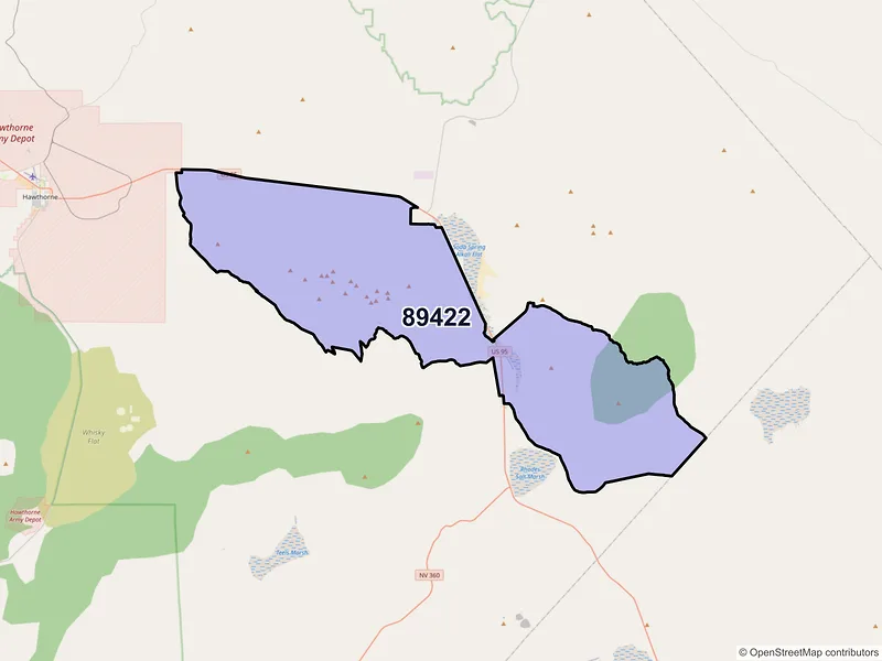 Map of Mina, Nevada and ZIP codes