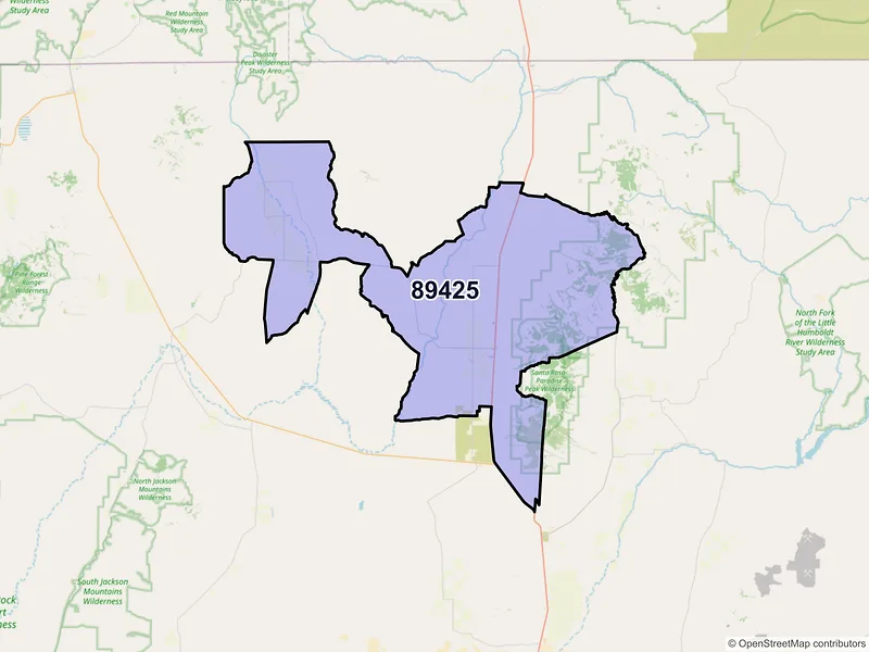 Map of ZIP Code 89425 — Orovada, NV