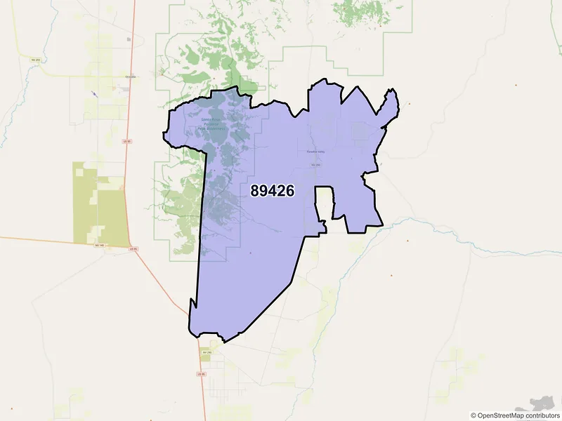 Map of Paradise Valley, Nevada and ZIP codes