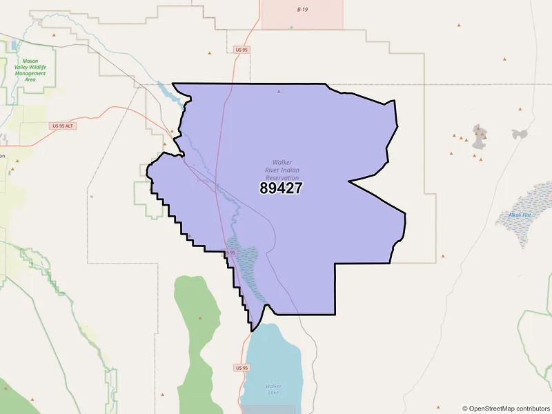 Map of Schurz, Nevada and ZIP codes