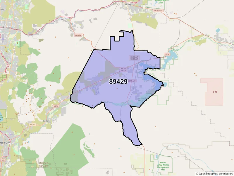 Map of ZIP Code 89429 — Silver Springs, NV