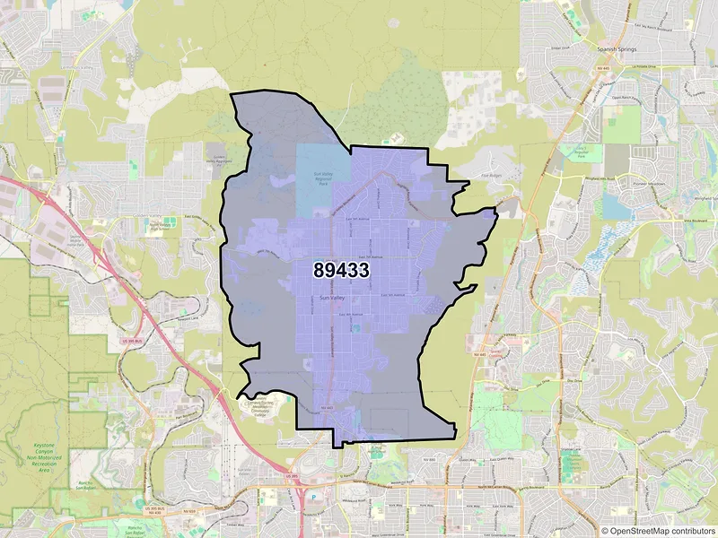 Map of ZIP Code 89433 — Sun Valley, NV