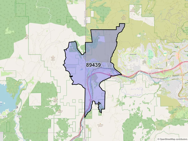 Map of Verdi, Nevada and ZIP codes