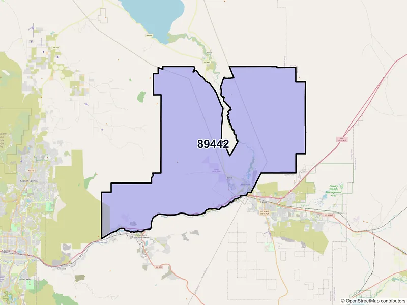 Map of Wadsworth, Nevada and ZIP codes