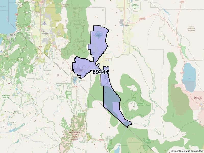 Map of ZIP Code 89444 — Wellington, NV