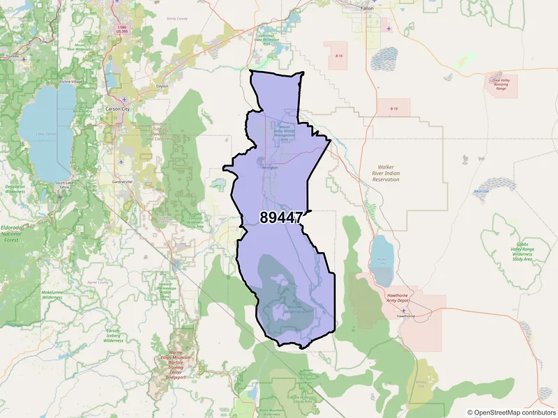 Map of ZIP Code 89447 — Yerington, NV