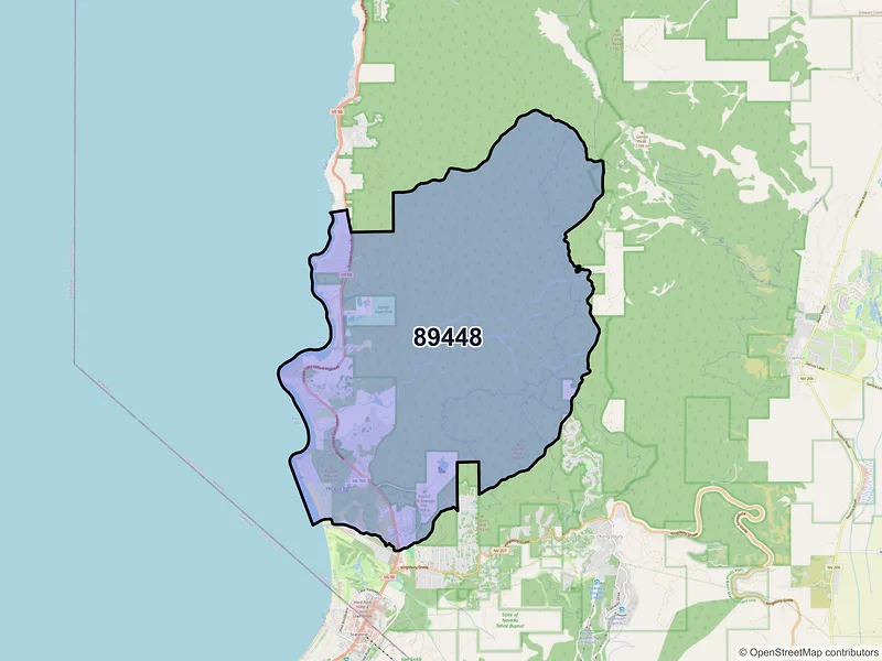 Map of Zephyr Cove, Nevada and ZIP codes
