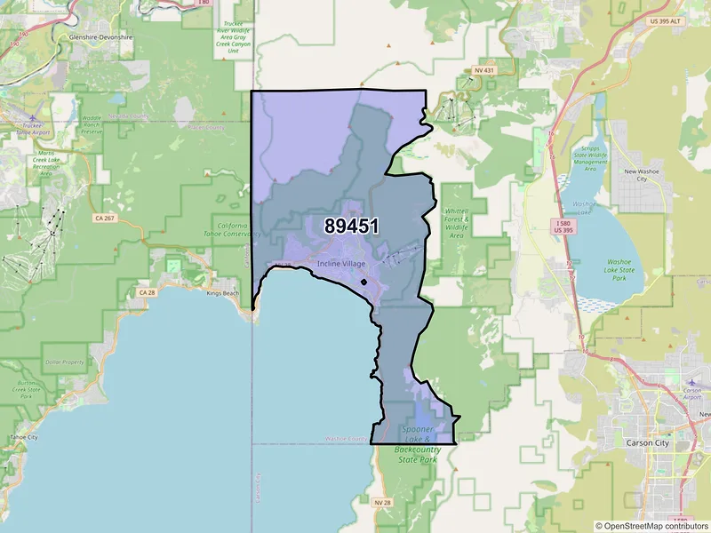 Map of ZIP Code 89451 — Incline Village, NV