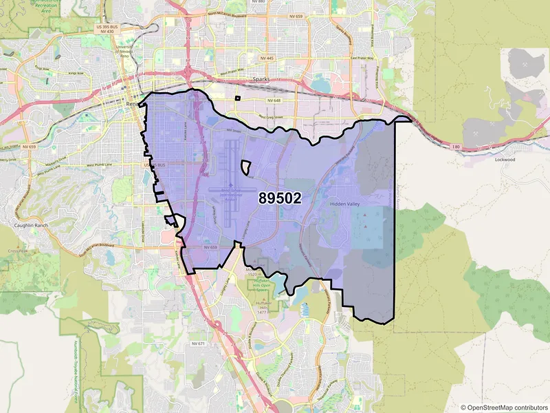Map of ZIP Code 89502 — Reno, NV