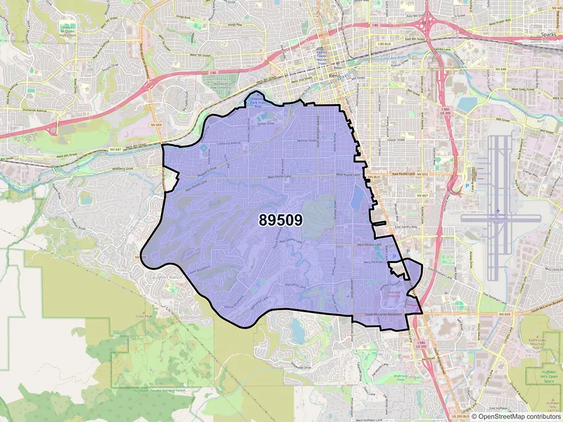 Map of ZIP Code 89509 — Reno, NV