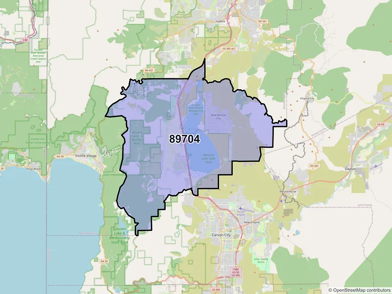 Map of ZIP Code 89704 — Washoe Valley, NV