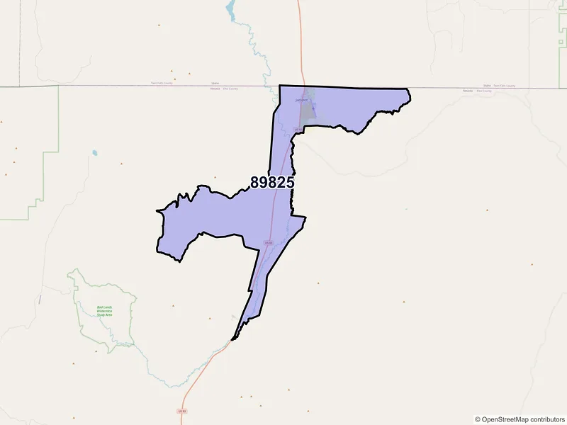 Map of ZIP Code 89825 — Jackpot, NV