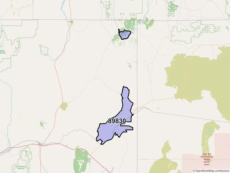 Map of Montello, Nevada and ZIP codes