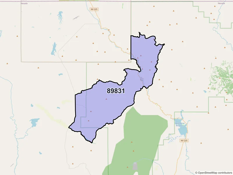 Map of ZIP Code 89831 — Mountain City, NV