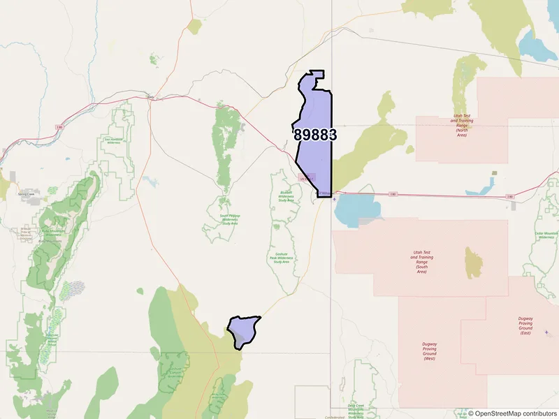 Map of West Wendover, Nevada and ZIP codes
