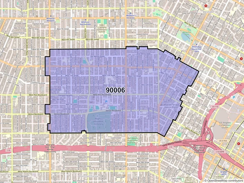 Map of ZIP Code 90006 — Los Angeles, CA