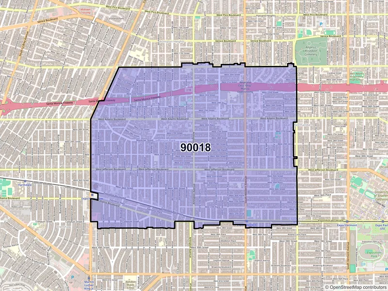 Map of ZIP Code 90018 — Los Angeles, CA